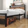 Double Bed Frame with Wood Storage Shelf Headboard,4ft6 Metal Platform Bed Frame Double Bed,Heavy Duty Steel Slat Support,Underbed Storage,Easy Assembly Image 5