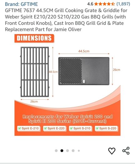 New Grate & Griddle (Weber Spirit compatible) Bbq