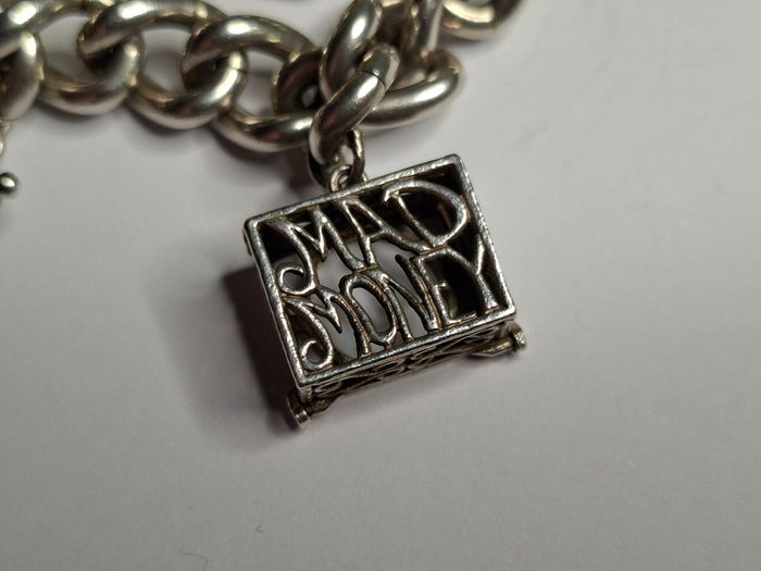 Vintage Sterling Silver Charm Bracelet, Movable Charms