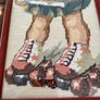 Vintage Wool Needlepoint Skater Girl Wall Art Framed Textile Decor Image 5