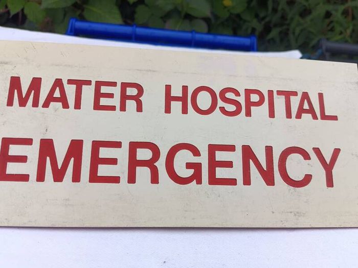 Vintage Mater Hospital Emergency Sign
