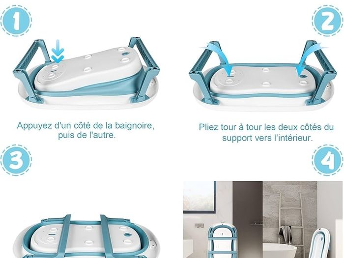 Large Foldable Baby Bathtub Baby Bath Tub with Cushion Pad, Non-Slip Support Leg, Collapsible Tub for Toddler Baby Kids Bathing - Childrens Travel Shower Bath Tubs | Shampoo Cup