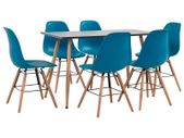 7 Piece Dining Set Plastic Turquoise