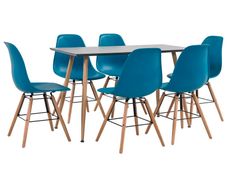 7 Piece Dining Set Plastic Turquoise