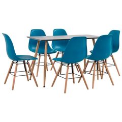 7 Piece Dining Set Plastic Turquoise