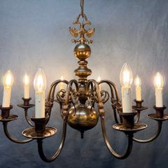 Very Good Antique Eight Branch Flemish Chandelier.
