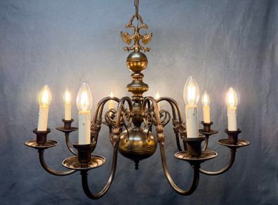 Very Good Antique Eight Branch Flemish Chandelier.