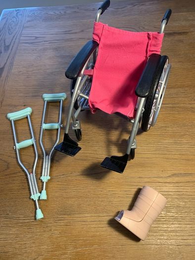 Generation doll wheelchair + crutches