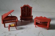 Vintage Dolls House Furniture - Grand Piano, Dresser etc
