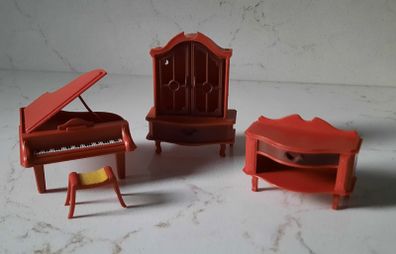 Vintage Dolls House Furniture - Grand Piano, Dresser etc