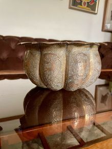 Antique Indian brass Planter Pumpkin Lotus Shape