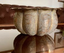 Antique Indian brass Planter Pumpkin Lotus Shape