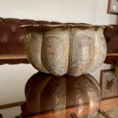 Antique Indian brass Planter Pumpkin Lotus Shape