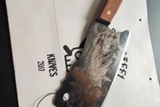 Wild and Bold: Black Blade Cleaver Knife with Buffalo Engraving By Di'Casteel