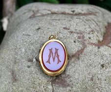 Antique Victorian Carnelian Locket Pendant 'M'