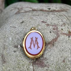 Antique Victorian Carnelian Locket Pendant 'M'