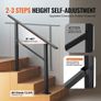 Outdoor Handrails for Steps, 2-3 Step Stair Rail Kit, Black Square Tube with Horizontal Bar, Carbon Steel Support Rails for Seniors, Concrete & Deck Stairs, Easy Installation Image 4