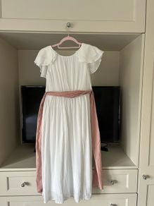 White dress with light pink belt age 11 (bought from Mango summer 2025)