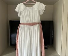 White dress with light pink belt age 11 (bought from Mango summer 2025)