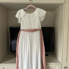 White dress with light pink belt age 11 (bought from Mango summer 2025)