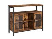 Sideboard with glass doors Sideboard Kitchen Cabinet Storage with 2 Clear Glass Doors Adjustable Shelves Kitchen Dining Room 100 x 35 x 80 cm Industrial Style Vintage Brown/Black