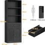 5-Tier Bookcase with Doors and Cabinet, Bookshelf Floor Standing Display Storage Shelf, Tall Bookcase with drawers for Home, Office, Living Room, Bedroom, Black, 48 x 24 x 164.2 Image 2