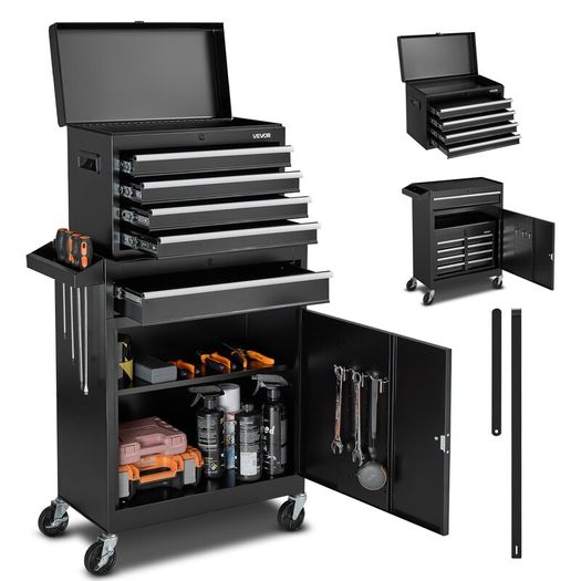 Heavy Duty Tool Trolley with 5 Drawers & Cabinet
