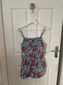 Girls Blue Floral playsuit
