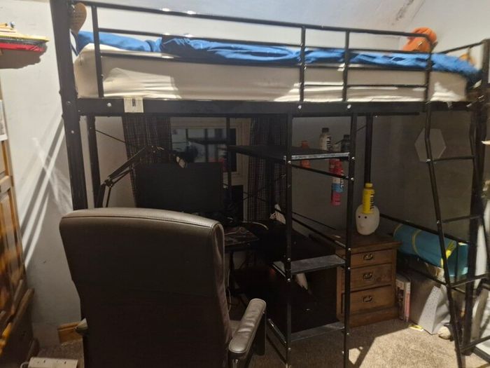 vidaXL Bunk Bed with Table without Mattress Black Metal 90x200 cm