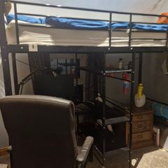 vidaXL Bunk Bed with Table without Mattress Black Metal 90x200 cm