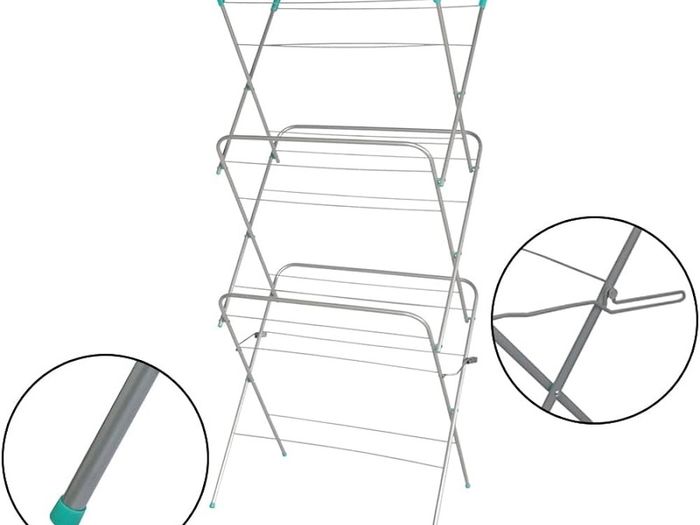NEW SALE | Tier Deluxe Airer Foldable Heavy Duty Clothes Airer With 4 CORNER HOOKS And Sock Dryer 14M Airing Capacity