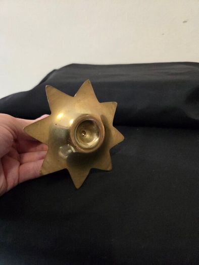 Brass Candle Holder with Mother of Pearl inlay