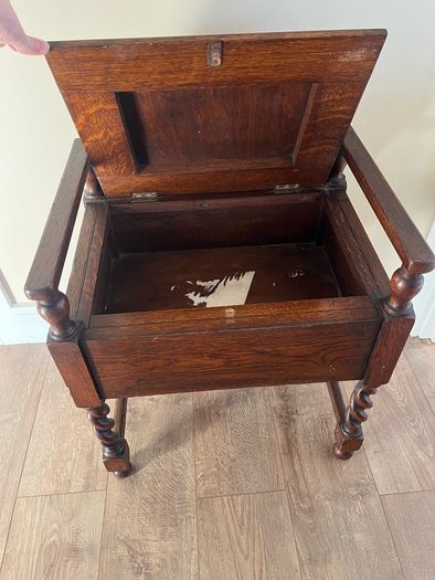 Antique Victorian Oak Piano Stool