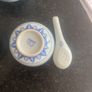 Set of 4 Blue & White Ceramic Rice/Soup Bowls with Matching Spoons Image 4
