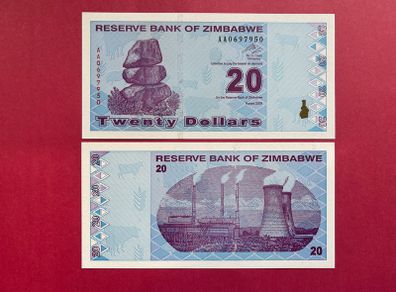 Zimbabwe   20. Dollars  2009  Verified Under Uv Light.  ( Uncirculated )