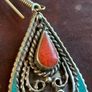 Red Coral & Turquoise Tibetan Silver Earrings Image 5