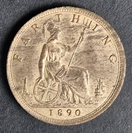 Fantastic 1890 Victoria Farthing coin with beautiful Luster