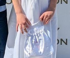Communion dress, shoes, cardi and headband
