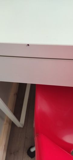 IKEA Desk & Red Swivel Chair Set Good Used Condition