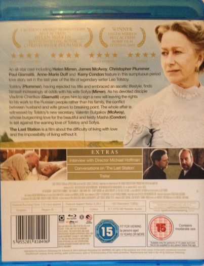 The Last station [2010] Helen Mirren, Christopher Plummer, Paul Giamatti, Anne-Marrie Duff & James McAvoy [Blu-ray Movie]