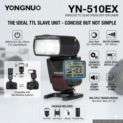 Yongnuo YN-510EX Wireless TTL Slave Flash Speedlight for Canon External Speedlite Flash