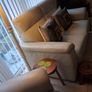 Stunning Harvey Norman Cream Italian Leather Two Seater Sofa & Recliner Image 5