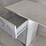 White desk with three drawers and side shelving Image 2
