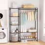 Clothes Rail with Shelves Metal Wardrobes for Bedroom Clothing Rack Open Wardrobe, With 4 Tiers Shelves, Portable & Free Standing, Clothes Rails for Bedroom Image 3