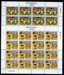 2004 Ireland Olympic Games Athens Stamps Sheetlet Plate 1A1A1A1A Mint Never Hinged (MNH)