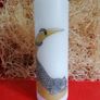 Hand decorated decoupage unscented large white pillar candle with leopard&crescent print Image 4