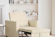 Single Sofa Bed Reclining Cream 90 x 165 x 87 cm Fabric