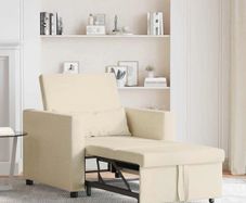 Single Sofa Bed Reclining Cream 90 x 165 x 87 cm Fabric