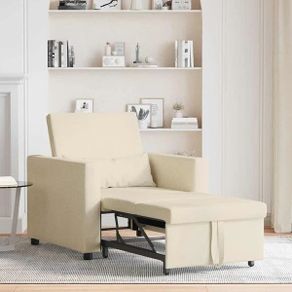 Single Sofa Bed Reclining Cream 90 x 165 x 87 cm Fabric