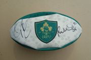 Ireland rugby ball signed by two legends